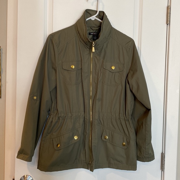 Style & Co. Jackets & Blazers - Style & Co. Sport army green and gold rain jacket /field jacket size S